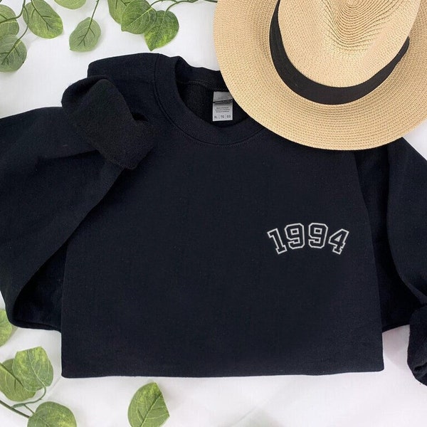 Embroidery Birth Year Sweatshirt Etsy