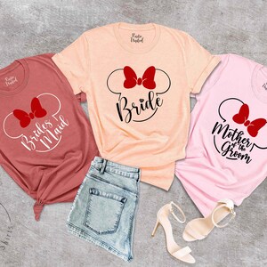 Minnie Mouse Bride T-shirt, Disney Bridal Party Tees, Bride Disney Gift, Disney Bridal Party Shirts, Minnie Disney Bachelorette Party Shirts image 6