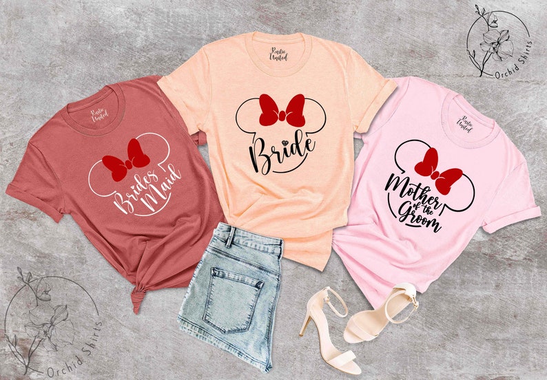 Minnie Mouse Bride T-shirt, Disney Bridal Party Tees, Bride Disney Gift, Disney Bridal Party Shirts, Minnie Disney Bachelorette Party Shirts image 6