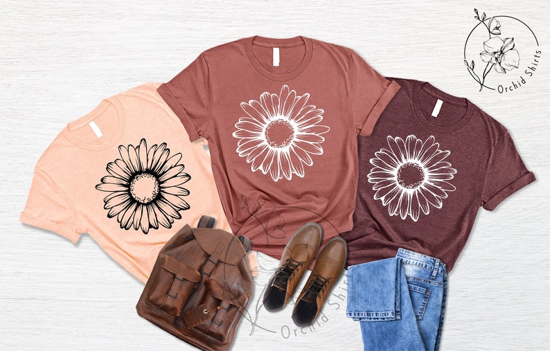 Sunflower T-shirt,Floral Shirt,  Wildflower Tee, Wildflower T Shirt,Flower Print Shirt,Flower Print T Shirt,Custom Blossoms Shirt Gift 