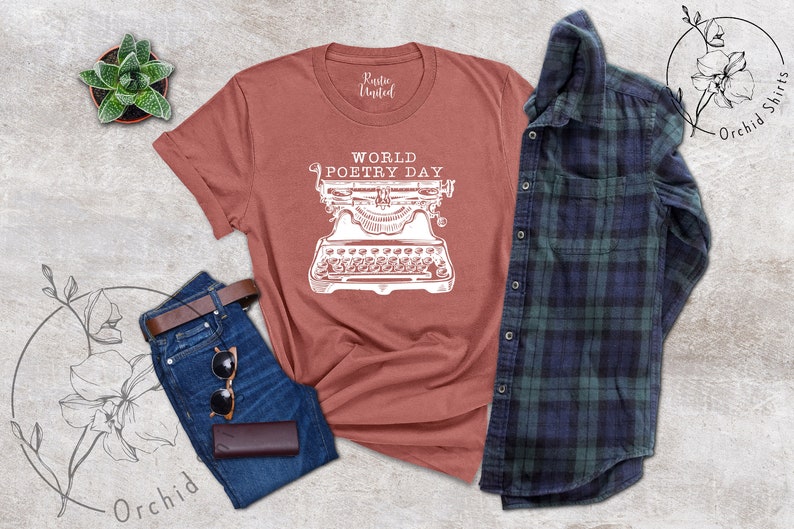 World Poetry Day Shirt, Poetry Lover Gifts, Writer Shirt, Typewriter Shirt, Poetry Tee Shirts, Gift For Writer, Poet Shirt, Literature Shirt image 7
