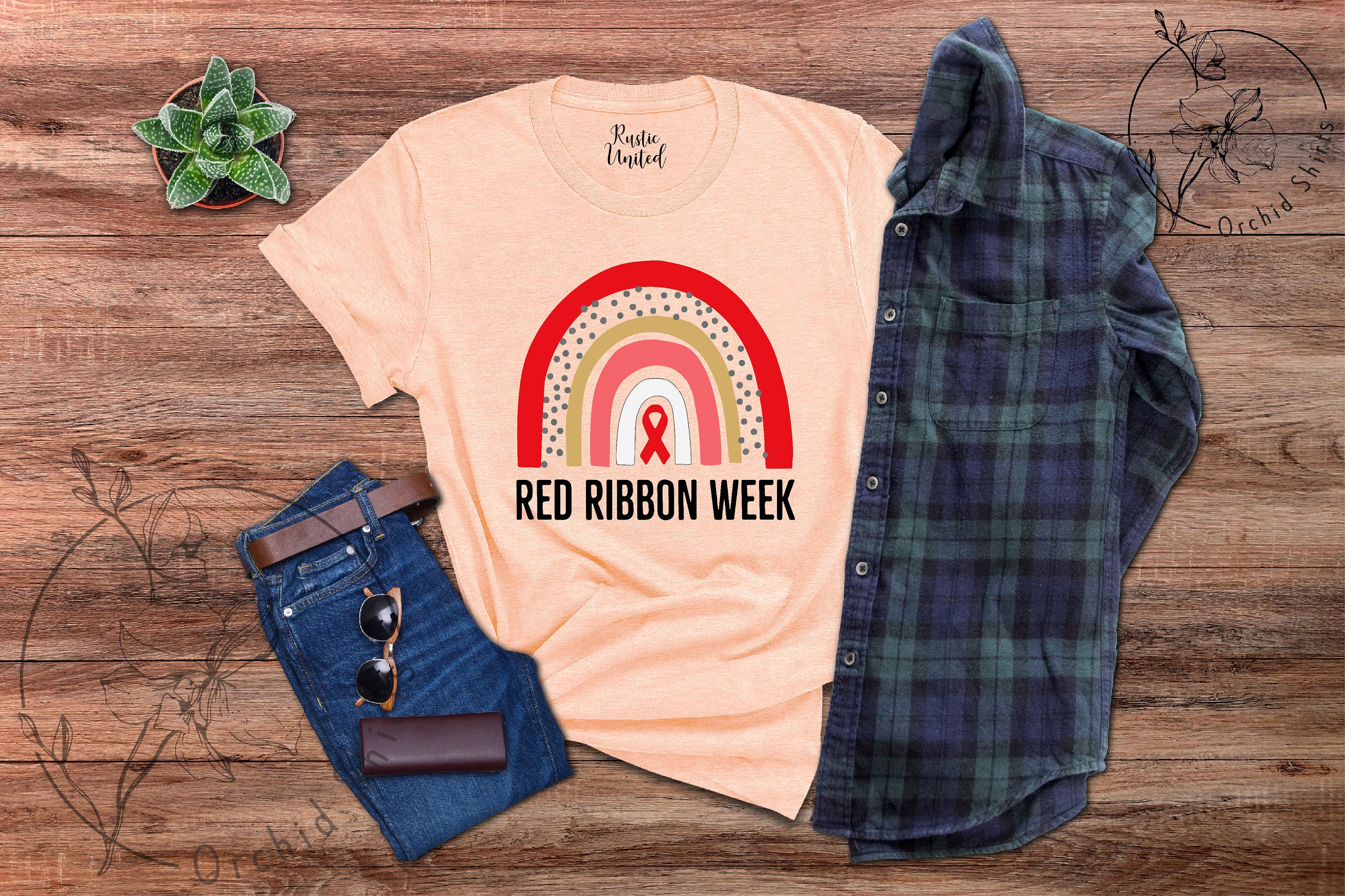 Red Ribbon Week Merch Red Rainbow Shirt,motivational Gift,red Ribbon Week Shirt,we Wear Red ...