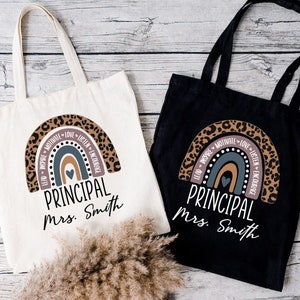 Custom Teacher Bag,New Principal Gift,Teacher Appreciation,Principal Tote Bag,Rainbow Tote Bags,Personalized Name Tote,Back To School Bag imagen 5
