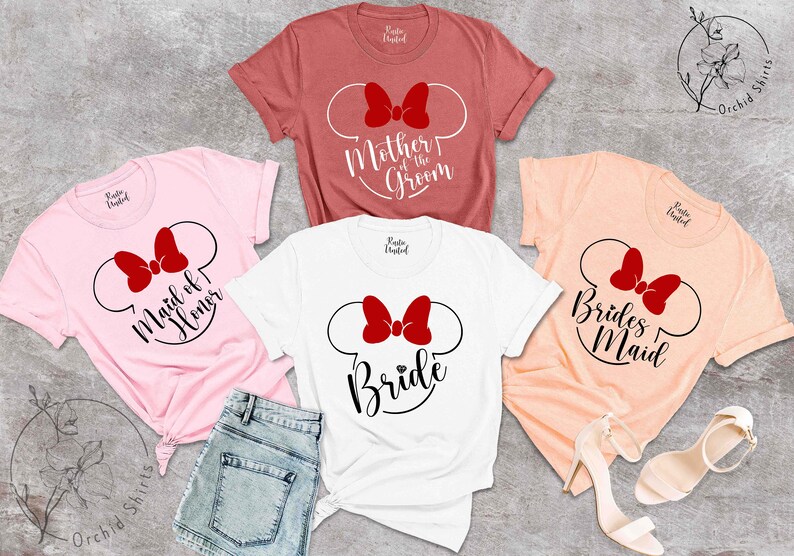 Minnie Mouse Bride T-shirt, Disney Bridal Party Tees, Bride Disney Gift, Disney Bridal Party Shirts, Minnie Disney Bachelorette Party Shirts image 4