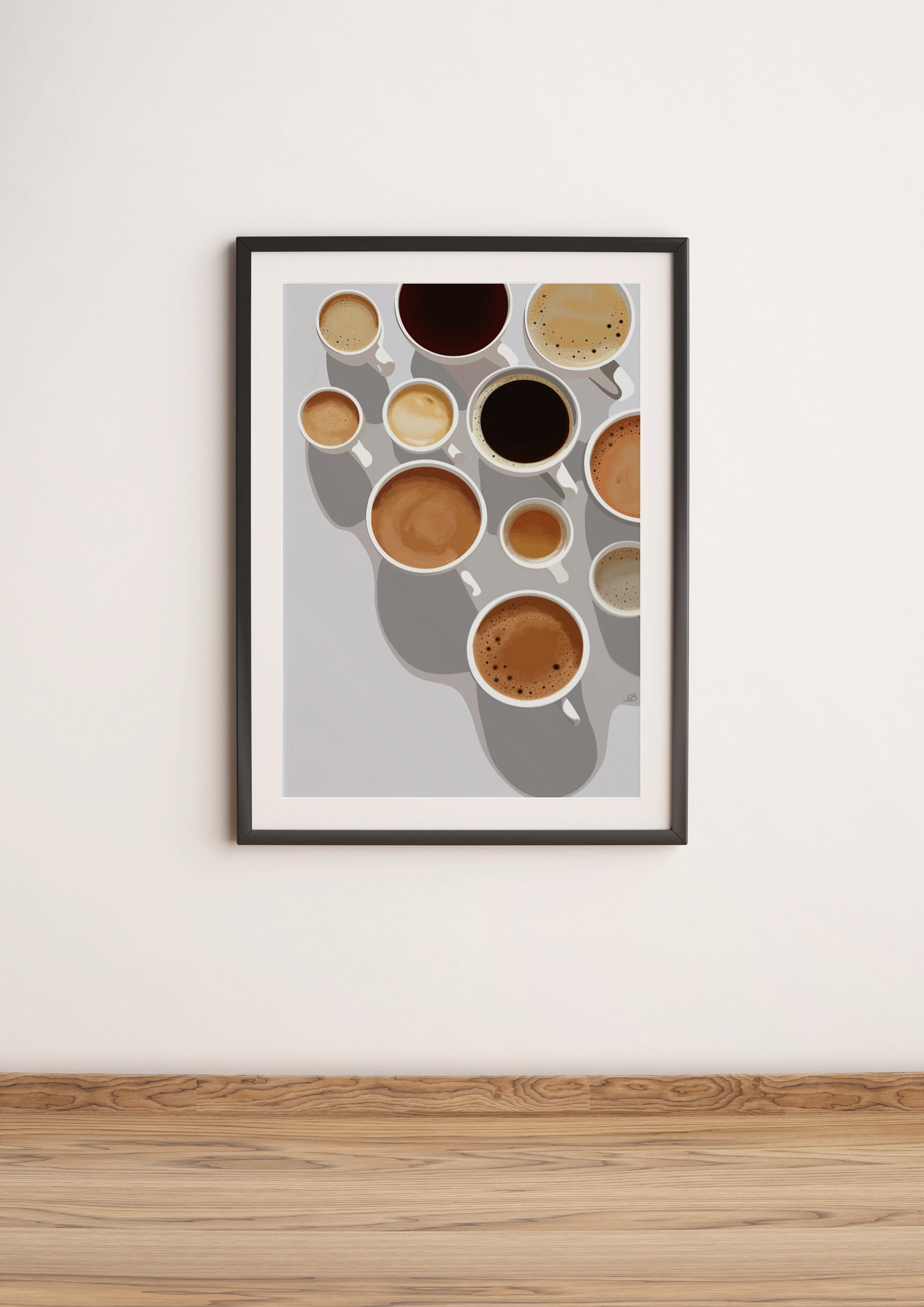 Affiche A4, A3 - Farandole de Café Poster Imprimé Illustration Digitale Décoration Murale Cuisine