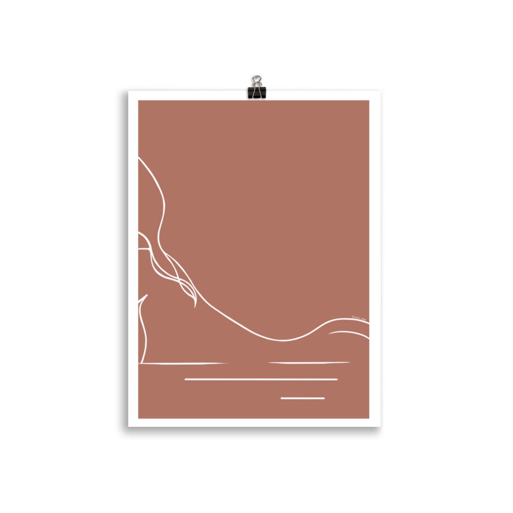 Affiche A4, A3 - Allongée sur Le Sable Silhouette Femme Illustration Poster Décoration Murale Fémini