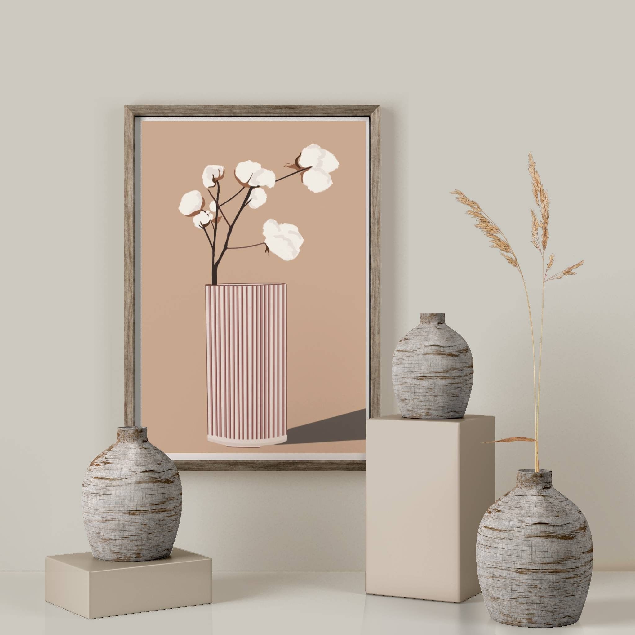 Affiche Imprimée A4, A3 - Douceur de Coton Poster Composition Florale Illustration Graphique Décorat