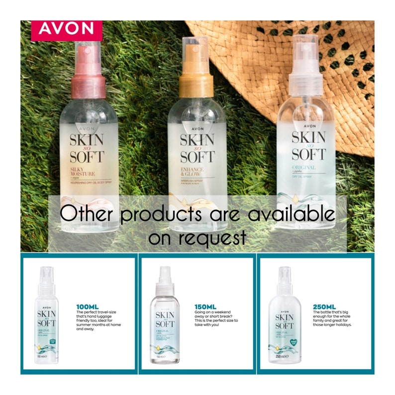 3x Avon Skin So Soft Original Dry Oil Spray, 150ml Contains Jojoba Oil Citronella Other Products On Request image 2
