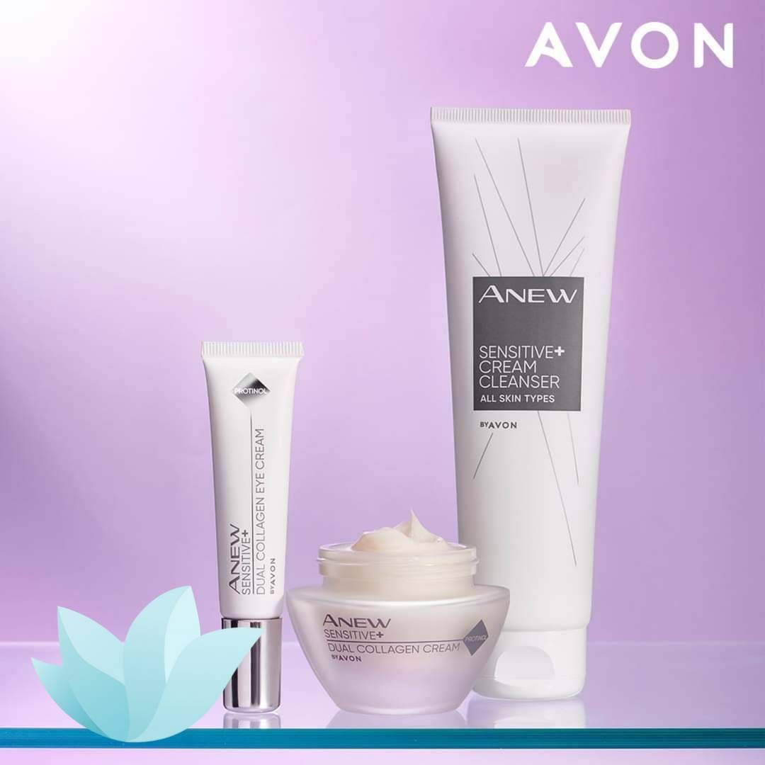 Avon Anew Sensitive Dual Collagen Skincare Eye Cream Moisturiser Cleanser  Sensitive Skin Dual Collagen Boost 