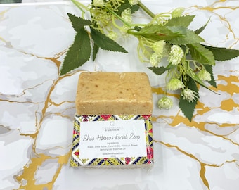 Shea Hibiscus Exfoliating soap, Moisturising Shea butter soap, Anti-aging Natural soap, Organic soap, Vegan soap, Plant based, Shea soap