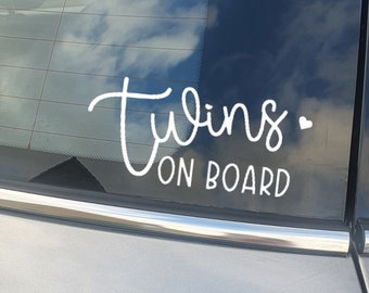 Twins on Board car vinyl decal, Car sticker, child on board