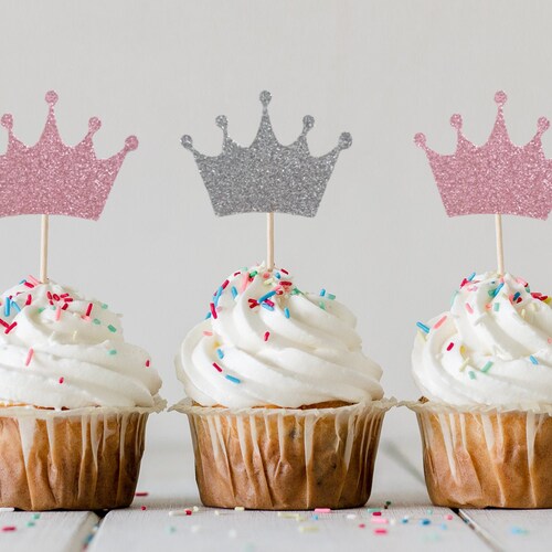 Crown Cupcake Toppers Prince Princess Cupcake Topper First Etsy