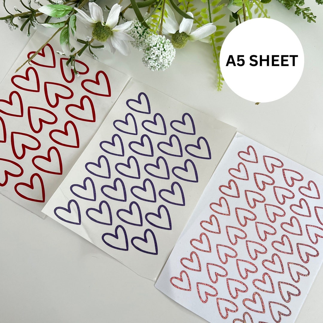 Heart Outline Vinyl Stickers, Decal Stickers, A5 Sheet, Cold Cup ...