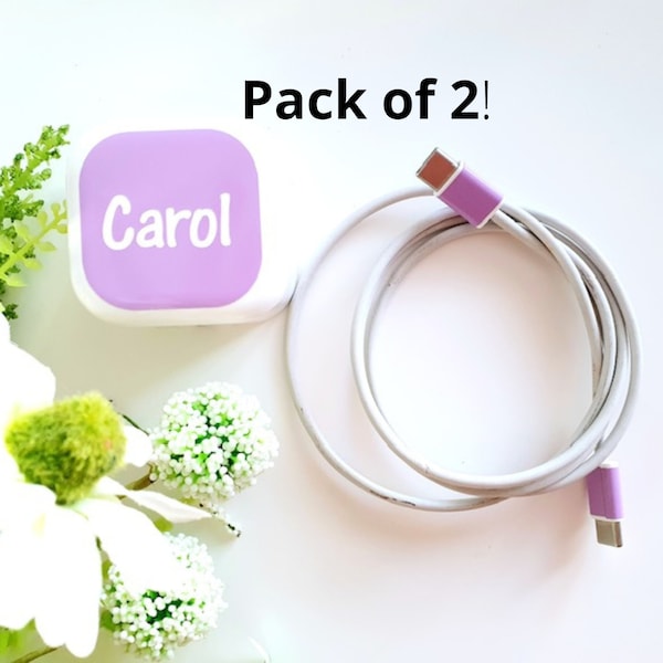 Phone Charger Labels, Pack of 2, Plug stickers, Vinyl Decals, Name stickers mobile phone charger