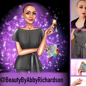 Diseñador de uñas Logotipo personalizado para empresas Logotipo de artista de pestañas Logotipo de salón de uñas Logotipo de retrato digital para empresas Logotipo de dibujos animados personalizado para empresas