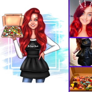 Logotipo de panadería, logotipo de dibujos animados, logotipo de galleta linda, logotipo de golosinas de postre, logotipo personalizado, dulces de azúcar, logotipo de dibujo a mano, logotipo de Avatar, retrato digital