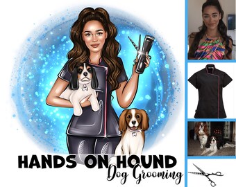 Pet Groomer Logo Design, Pet Fokker Logo, Dog Walker logo, Familie Logo met Pet, Pet Logo, Cartoon logo, Digitaal portret, Aangepast bedrijfslogo