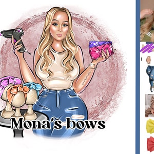 Bow Maker Logo,Bow Shop Logo,Crafter Logo,Cricut Craft Maker Logo,Tumbler maker Branding,Cartoon Logo,Portrait logo,Custom Logo,Digital Logo