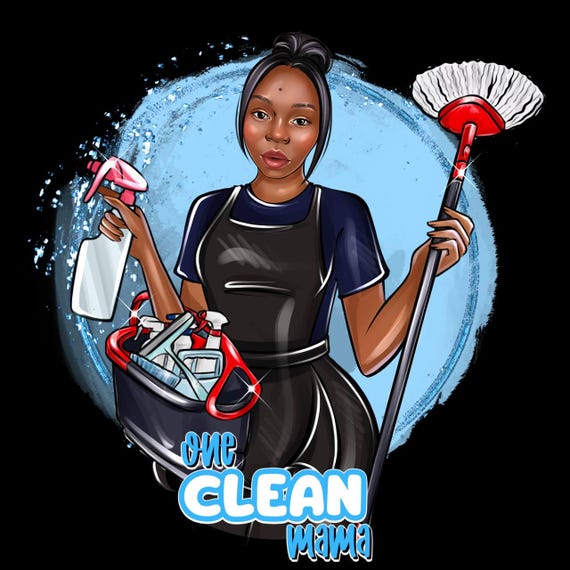 Cleaning Business Logo,House chores Logo,Cartoon Logo Design,Office Cleaner Logo,Housekeeper Logo,Avatar Logo,Maid Service,Digital Logo
