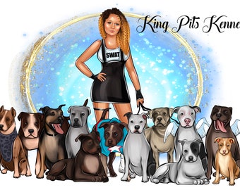 Logo huisdierfokker, logo dierenverzorger, logo Dog Walker, cartoonlogo, handgetekend logo, portretlogo, karikatuurlogo, bedrijfslogo, Avatar-logo