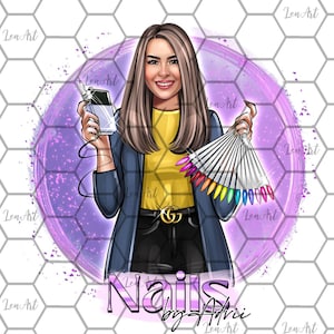 Diseñador de uñas Logotipo personalizado para empresas Logotipo de artista de pestañas Logotipo de salón de uñas Logotipo de retrato digital para empresas Logotipo de dibujos animados personalizado para empresas