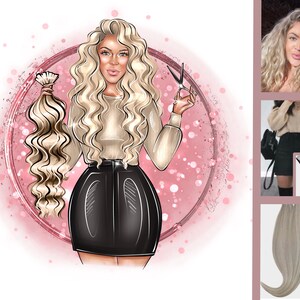 Hairdresser Logo,Hair stylist logo,Hair Extension Logo,Cartoon Logo,Digital Portrait,Avatar Logo,Caricature Logo,Custom Logo,Business Logo