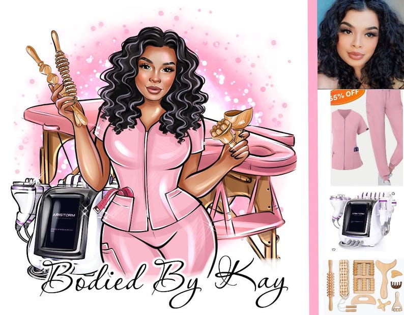 Cartoon Logo,Digital Logo,Cartoon Logo Design,Custom Logo,Business Logo,Lash Maker Logo, Nail Designer Logo,Esthetician Logo,Body Slimming image 5