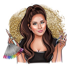 Logotipo de técnico de uñas, logotipo de artista de uñas, logotipo de diseñador de uñas, logotipo de salón de uñas, logotipo de dibujos animados, logotipo de dibujos animados personalizado, logotipo de negocios de dibujos animados, logotipo digital