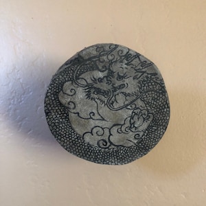 Dragon Gourd Drum: Small Hand-Drawn Goat Skin Drum with Stick
