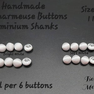 Handmade Silk Charmeuse Buttons: White Fabric Covered Buttons (Set of 6)