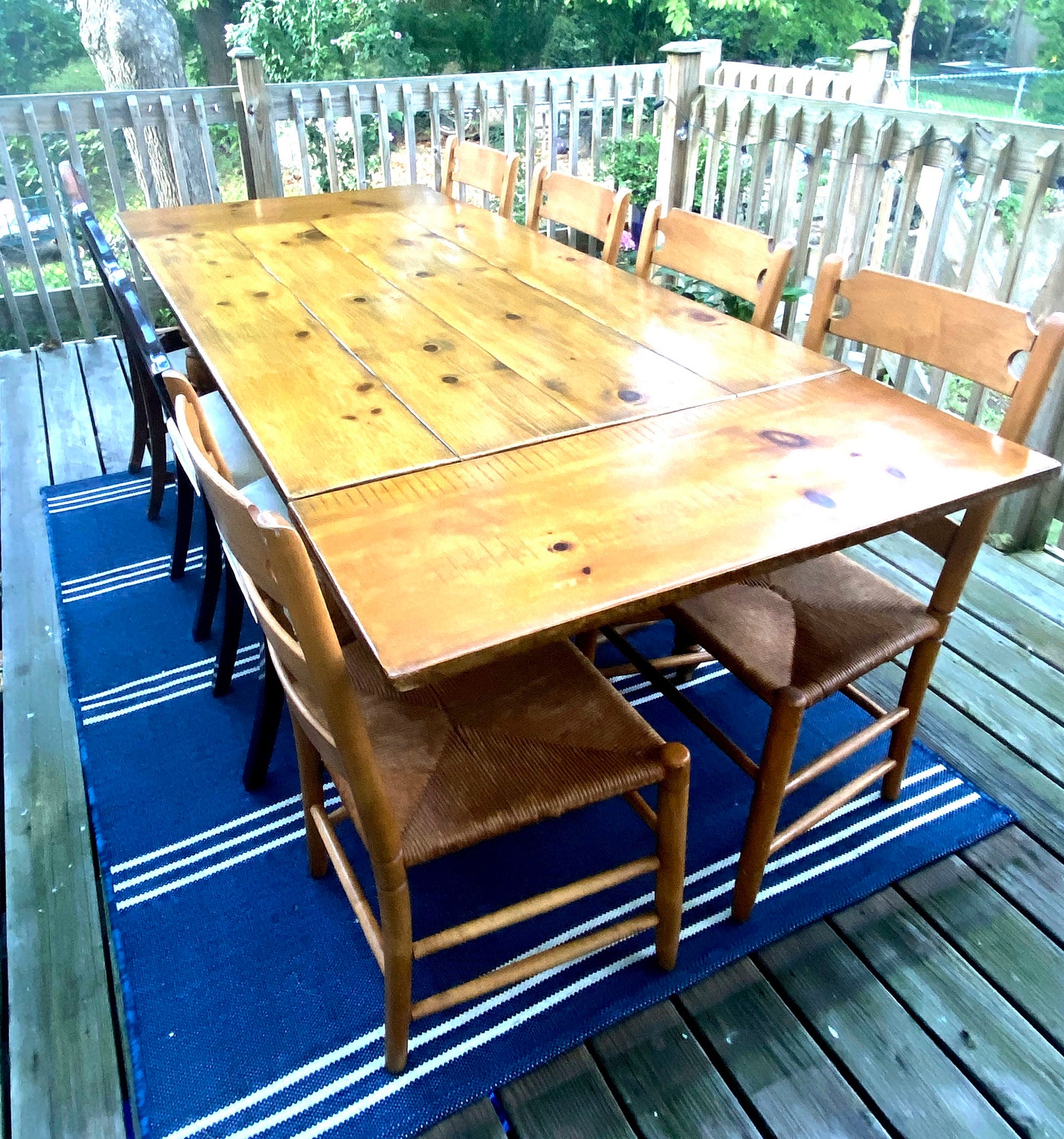 KnottyPine Dining Table with center drawer 2 Leaves and 4 Etsy