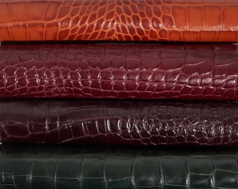 Embossed Crocodile Print on Cowhide Leather for Upholstery | High Quality Italian Leather | Available in Sheets, Quarter Hide & Half Hide