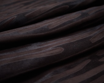 Laser Cut Zebra Hair on Hide Leather - Brown Cowhide Upholstery