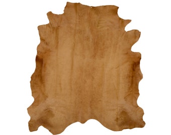 Caramel Cowhide Rug: Genuine Hair on Hide Leather (7x8 ft)