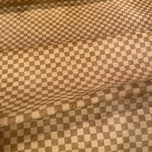 Checkerboard Hair on Hide Leather: Italian Upholstery Fabric
