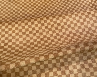 Checkerboard Hair on Hide Leather: Italian Upholstery Fabric