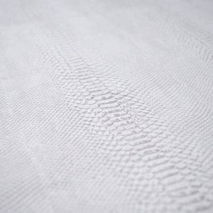 May include: White textured fabric with a subtle snake skin pattern.