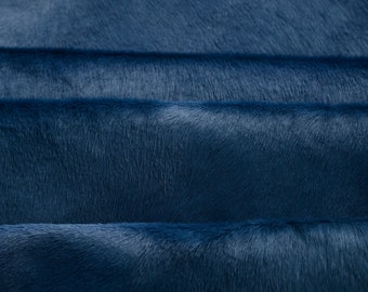 Navy Blue Cowhide Leather Sheet: Hair on Hide Upholstery