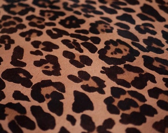 Leopard Print Calfskin Leather Hide: Stenciled Hair-on Upholstery