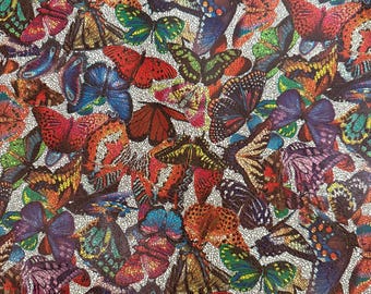 Multi-Colored Butterfly Hair on Hide Leather: Italian Cowhide for Upholstery