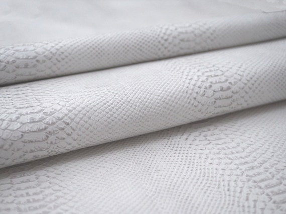 Embossed White Python Genuine Italian Leather: Silver Tipped Upholstery