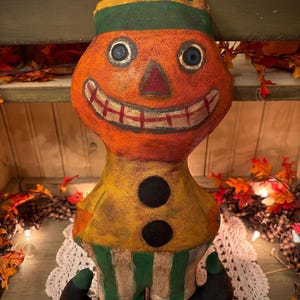 Primitive Volkskunst Kürbis Puppe Halloween Dekor