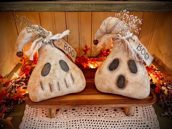 Primitive grungy ghost Halloween fall bowl filler decor farmhouse folk art country rustic spooky