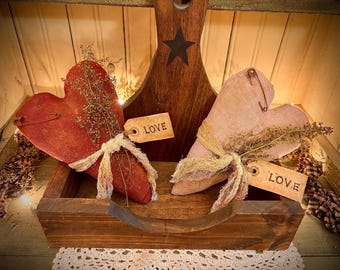 Primitive large valentine heart bowl filler/ ornie farmhouse love decor