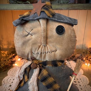 Primitive fall grungy witch shelf sitter handmade farmhouse Halloween spooky folk art country  decor