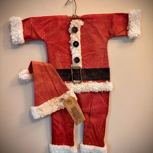 Primitive Small grungy Santa suit Christmas holiday farmhouse Santa Claus decor
