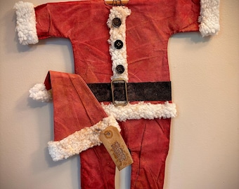 Primitive Small grungy Santa suit Christmas holiday farmhouse Santa Claus decor