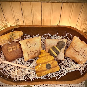 Primitive bee honey bowl fillers ornies farmhouse summer grungy decor