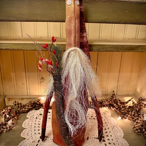 Décoration de Noël de ferme de gardien d'étagère d'art folklorique primitif du père Noël