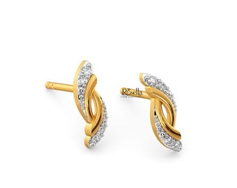 Solid Gold Dainty Sparkle Tiny Stud Earrings, Solid Gold 14K Diamond Small Dainty Stud Earrings, Mother's Day Gift,  Lab Grown Diamond Studs